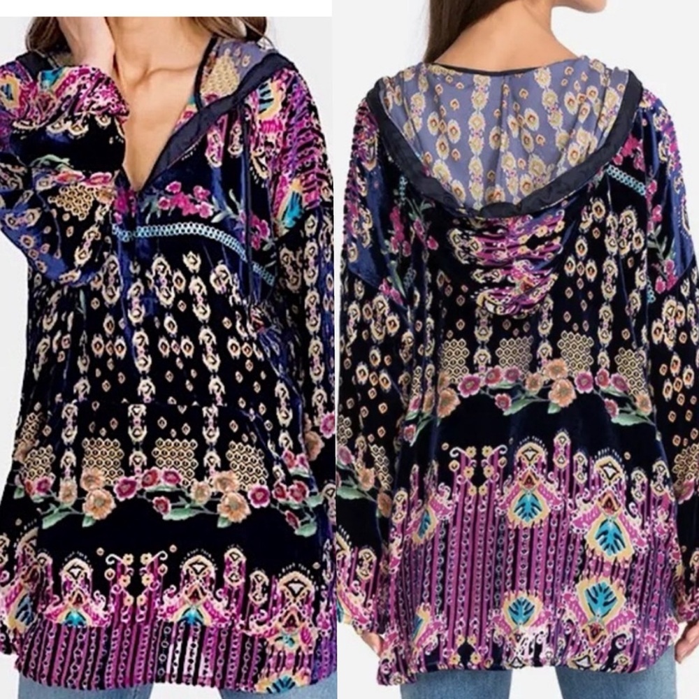 JOHNNY WAS Summer Melina Velvet Burnout Tunic NWT